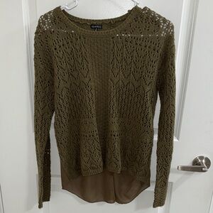 Hannah Women's Knit Sheer Back Sweater in Olive